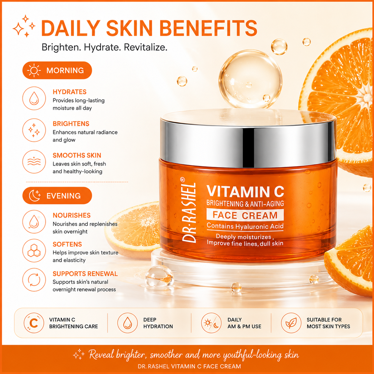 Dr. Rashel Vitamin C Face Cream Brightening & Anti-Aging - 50 g