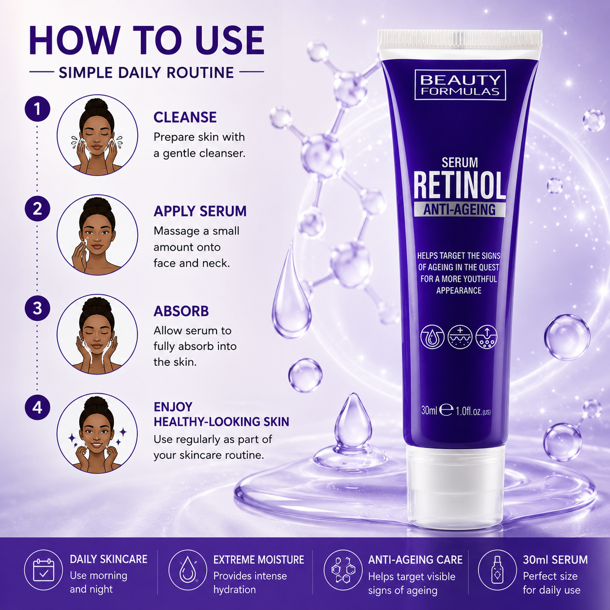Beauty Formulas Retinol Anti-Ageing Serum Extreme Moisture - 30ml