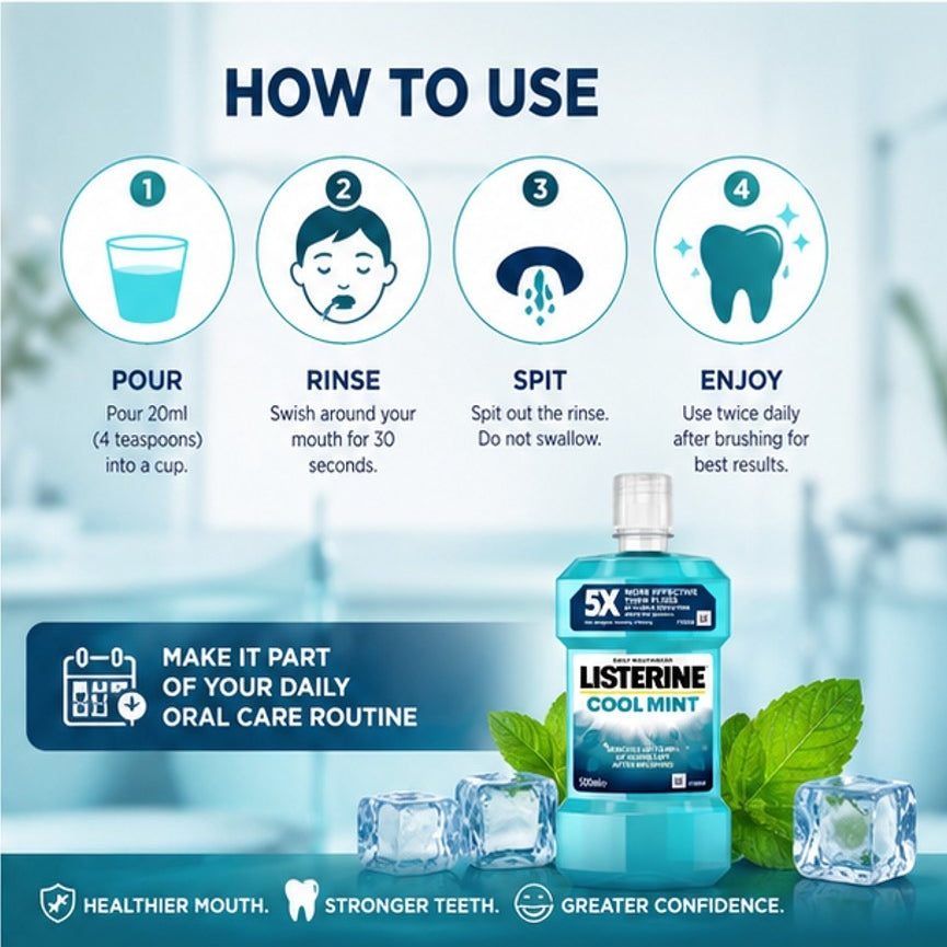 Listerine Antibacterial Daily Mouthwash Cool Mint - 500 ml