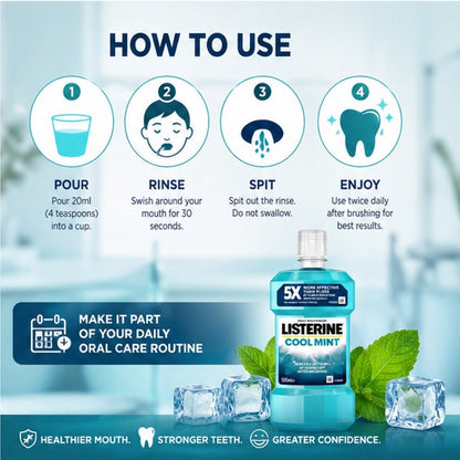 Listerine Antibacterial Daily Mouthwash Cool Mint - 500 ml