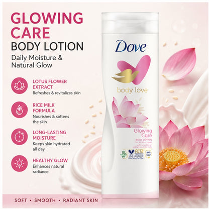 Dove Body Love Glowing Care Body Lotion with Lotus Flower Extract and Rice Milk - 400 ml