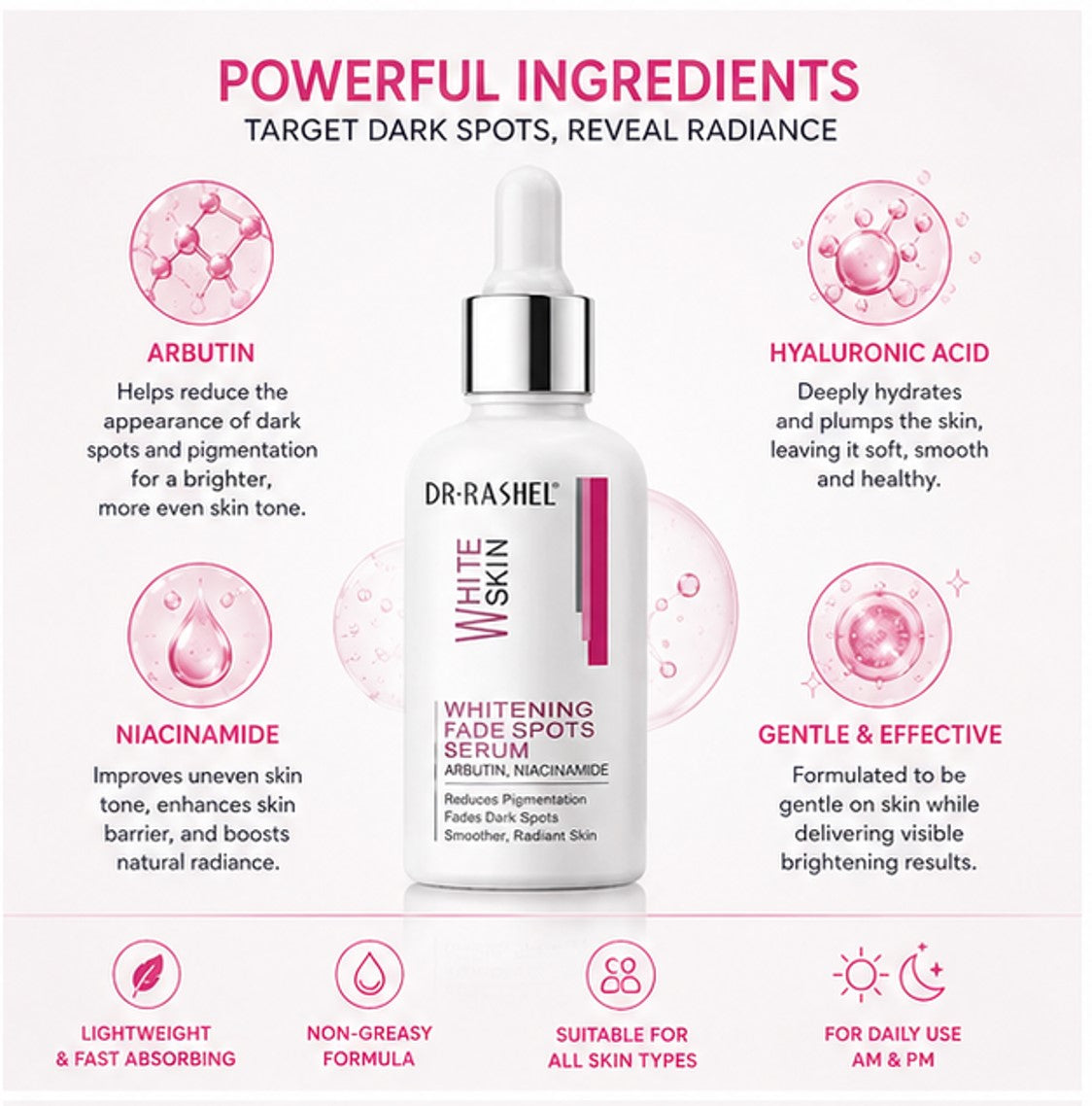 Dr. Rashel Whitening Fade Spots Serum Arbutin & Niacinamide - 50 ml