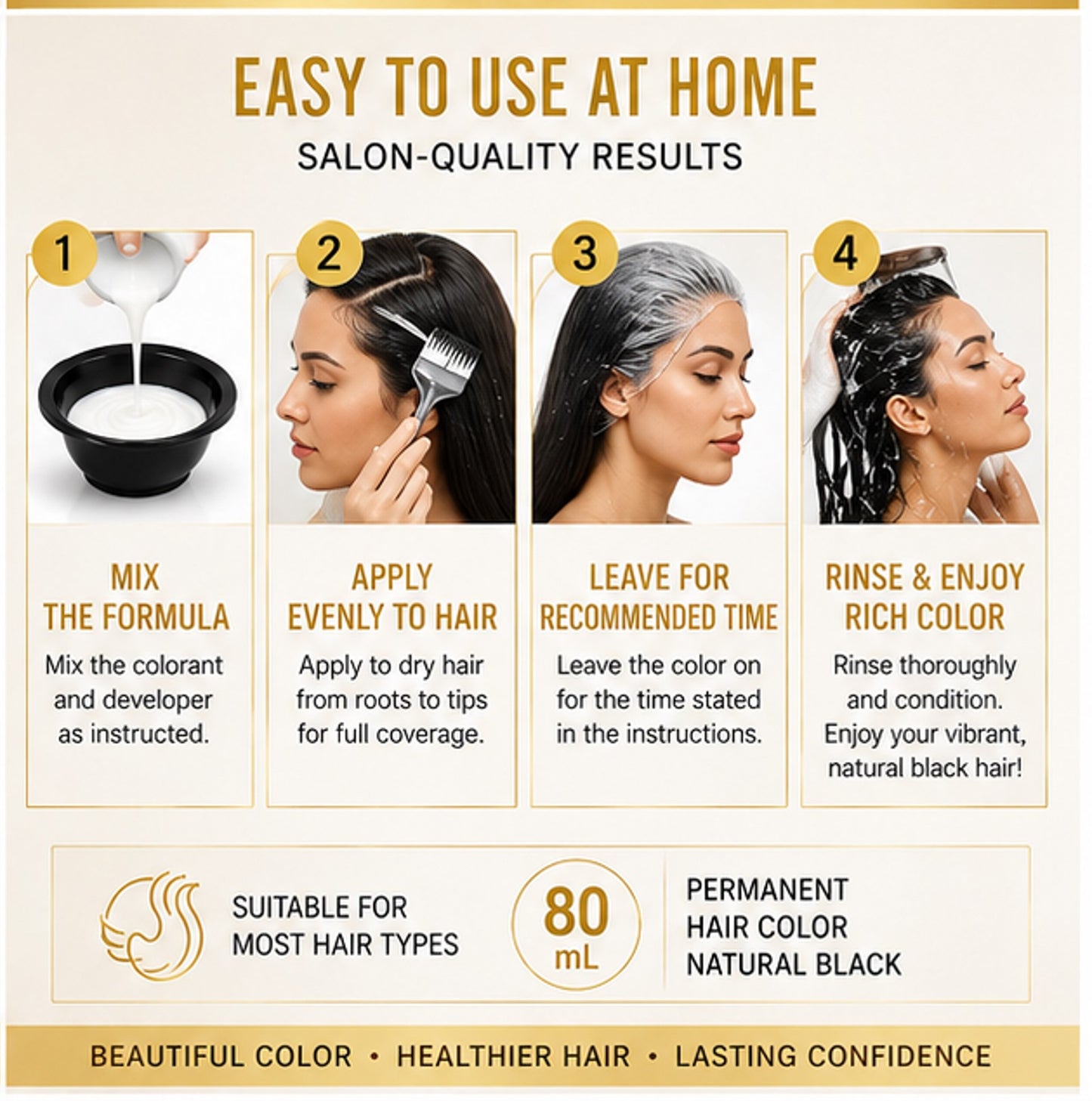Permanent Hair Color Natural Black - 80 ml