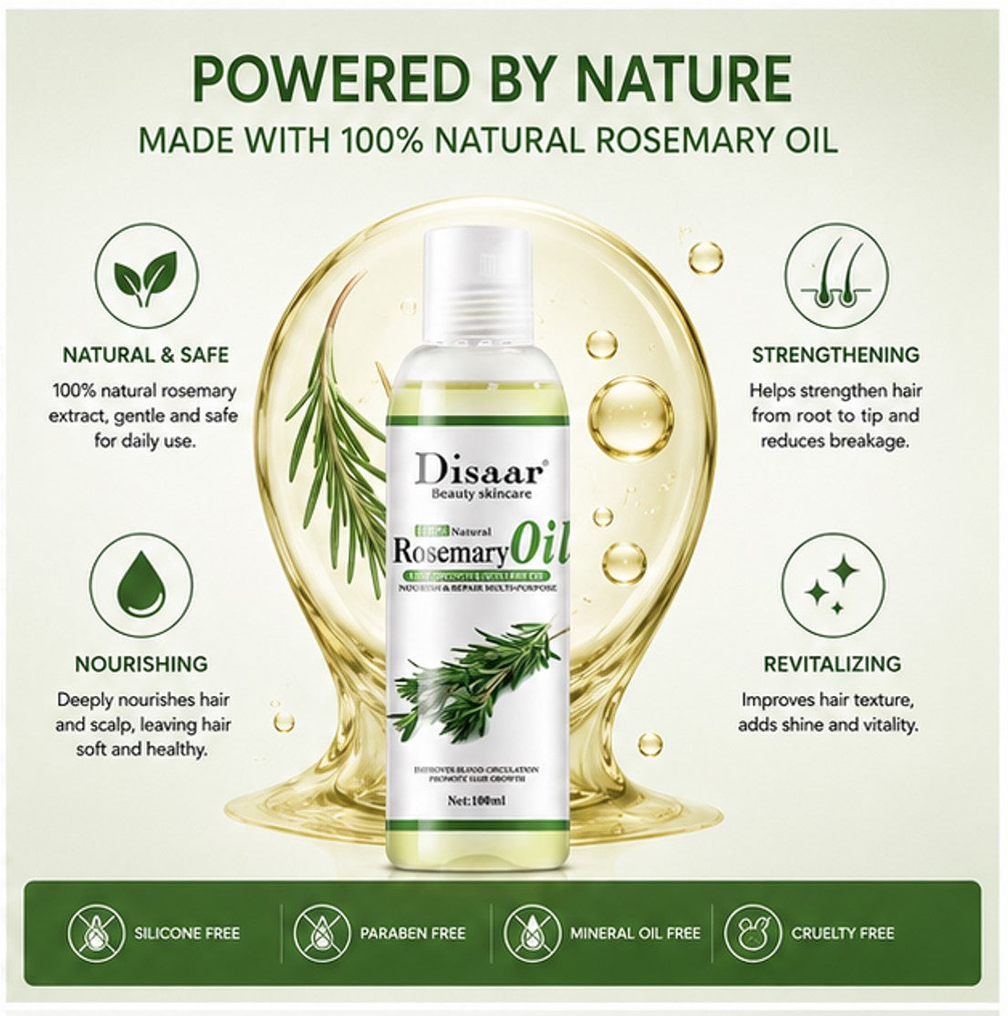 Natural Rosemary Hair & Scalp Growth Oil 100ml