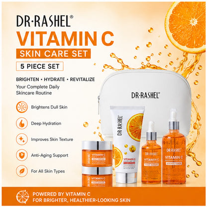 Vitamin C 5in1 Skin Care Set: Face Serum, Face Day & Night Cream, Face Cleanser, Essence Toner | Premium Skincare & Beauty