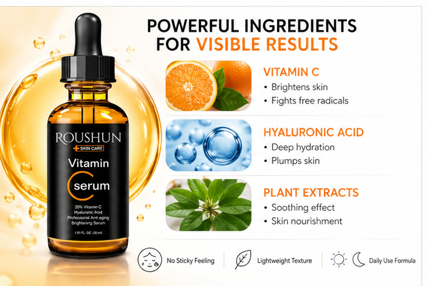 Roushun Vitamin C Anti-Aging Brightening Serum - 30ml